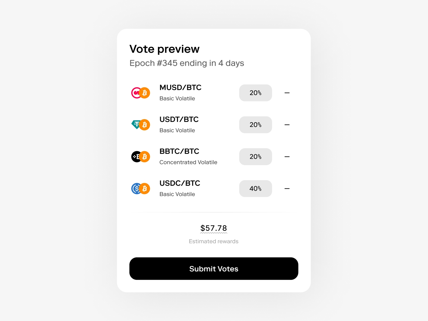 Mezo Earn component detail