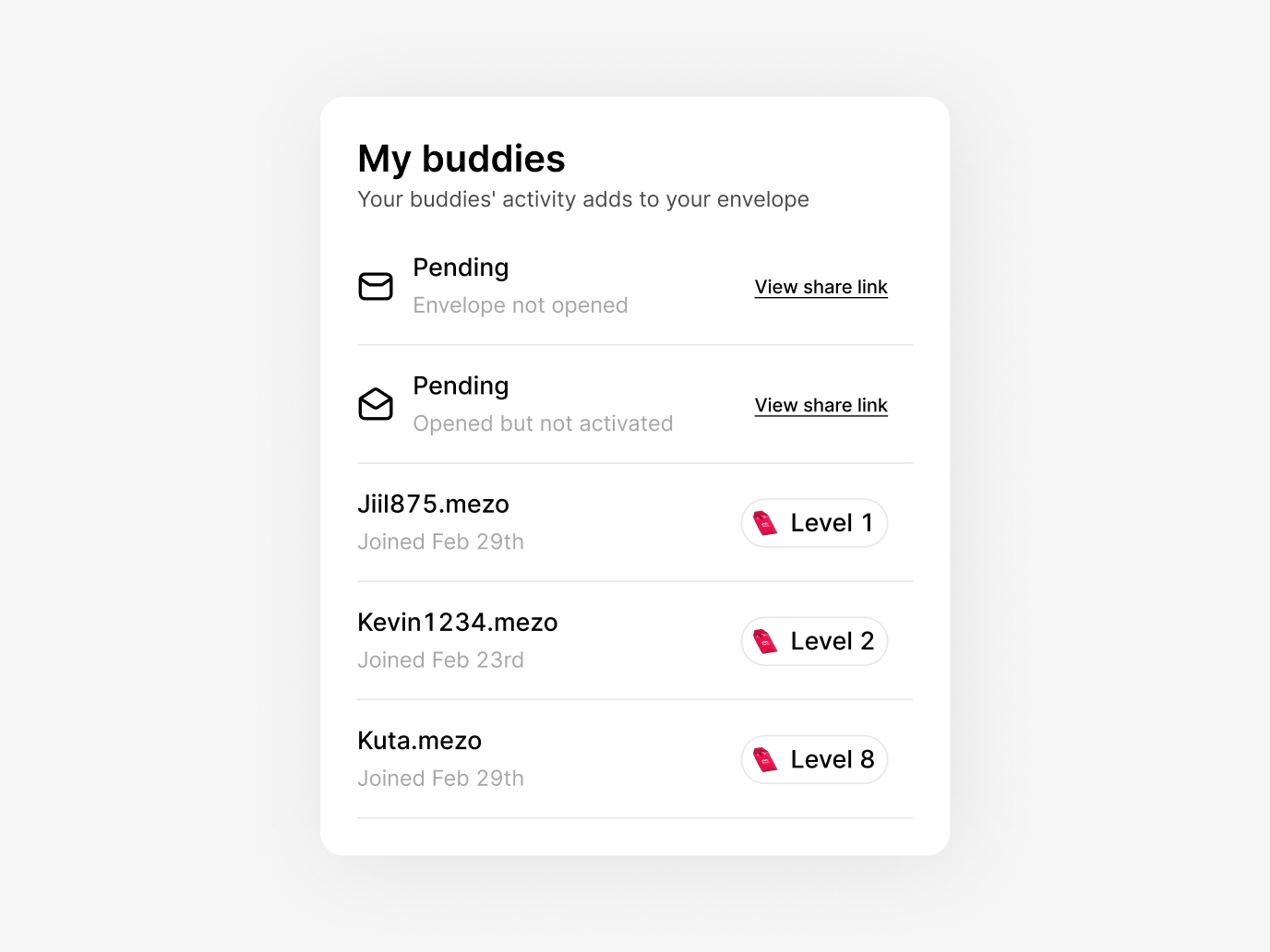 Red Envelope component detail